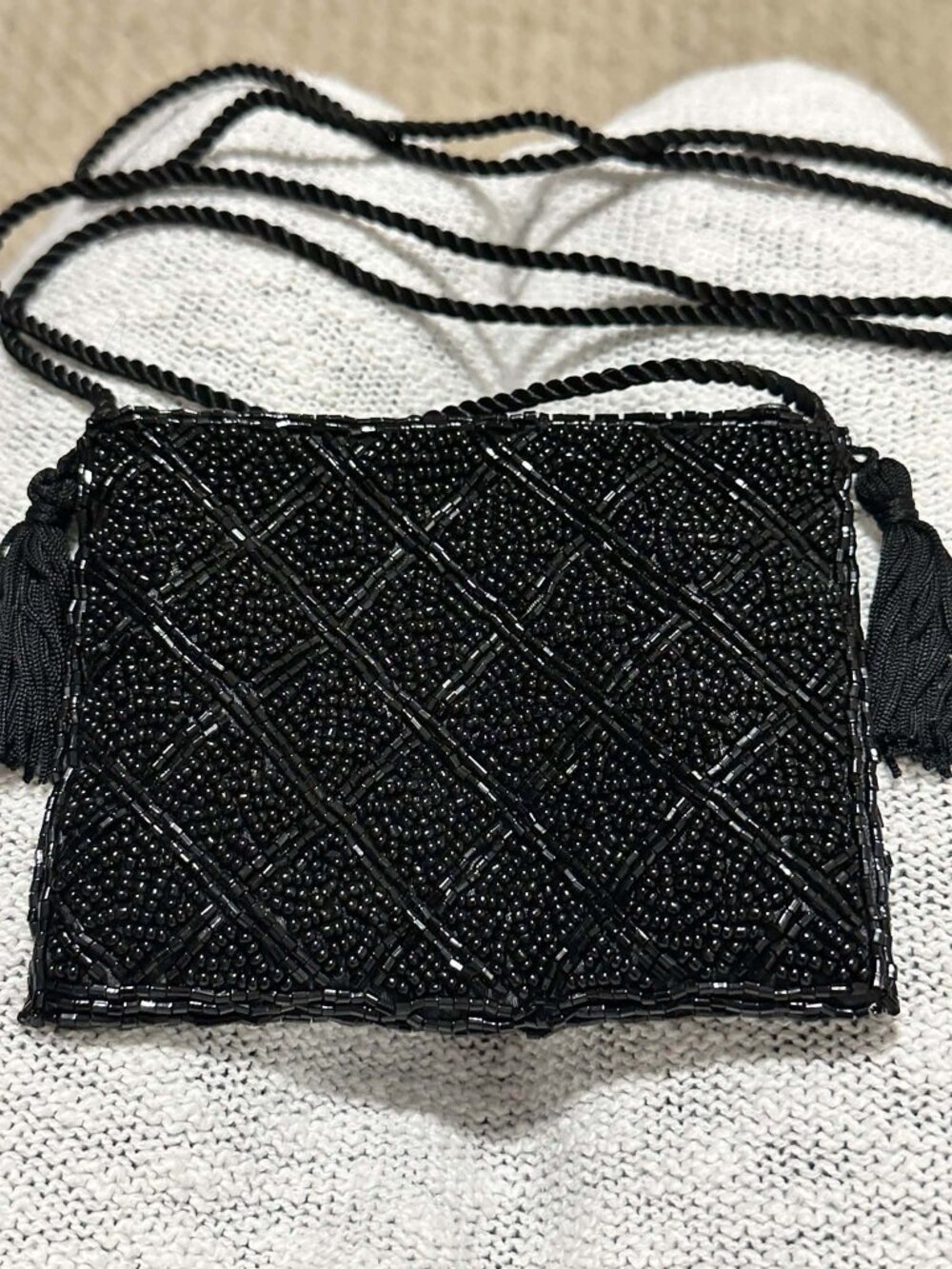 Holt Renfrew Bead & Tassel Mini Cross-Body Evening Bag - Exquisite Style - EUC